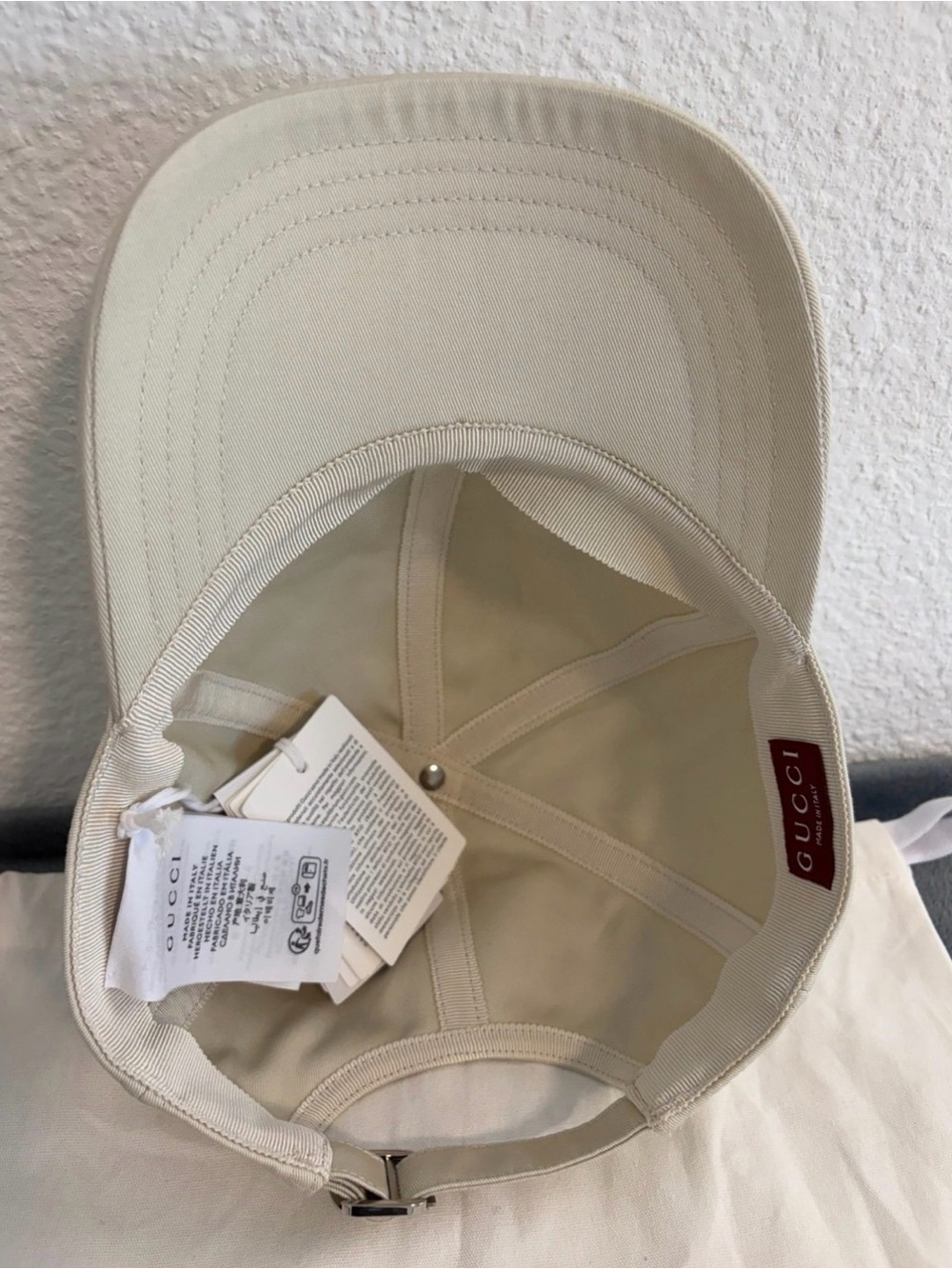 Brand New Men’s Gucci Cotton Embroidered Baseball Hat in Beige Size L (59 cm) - Picture 9 of 9